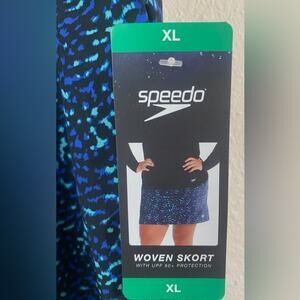 Speedo Womens' Woven Blue Black Skort Size XL